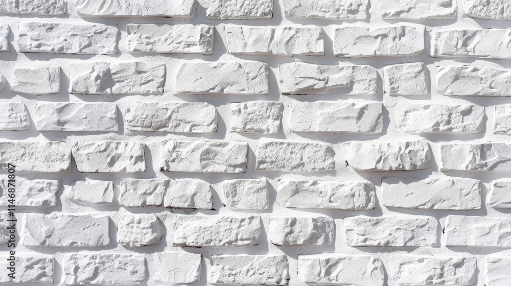 Poster close-up of a white brick wall with a textured surface, ideal for backgrounds in design and architec