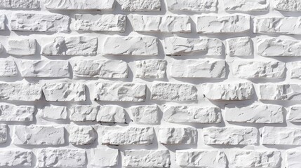 Fototapeta premium Close-up of a white brick wall with a textured surface, ideal for backgrounds in design and architectural projects.