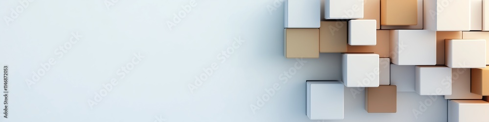 Poster a white background with a bunch of white cubes on it. the cubes are arranged in a way that they look