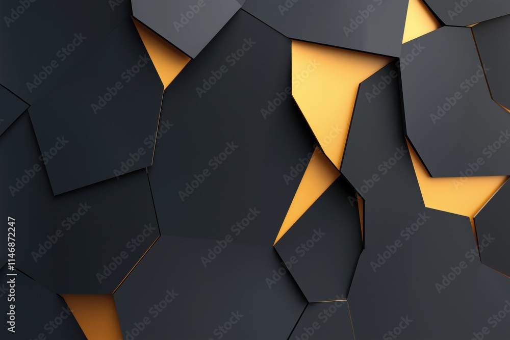 Poster a black and gold abstract background with a lot of broken pieces. scene is chaotic and disordered