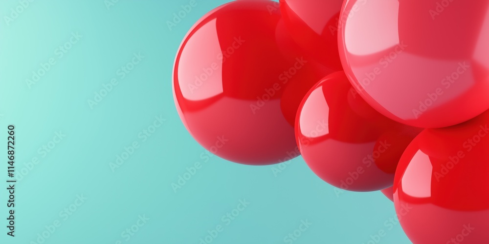 Poster a bunch of red balloons are floating in the air. the balloons are all different sizes and are scatte