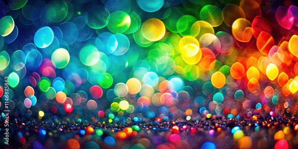 Poster a vibrant abstract background of colorful bokeh lights arranged in a gradient, creating a dazzling a