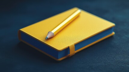 Yellow notepad with pencil on dark background.