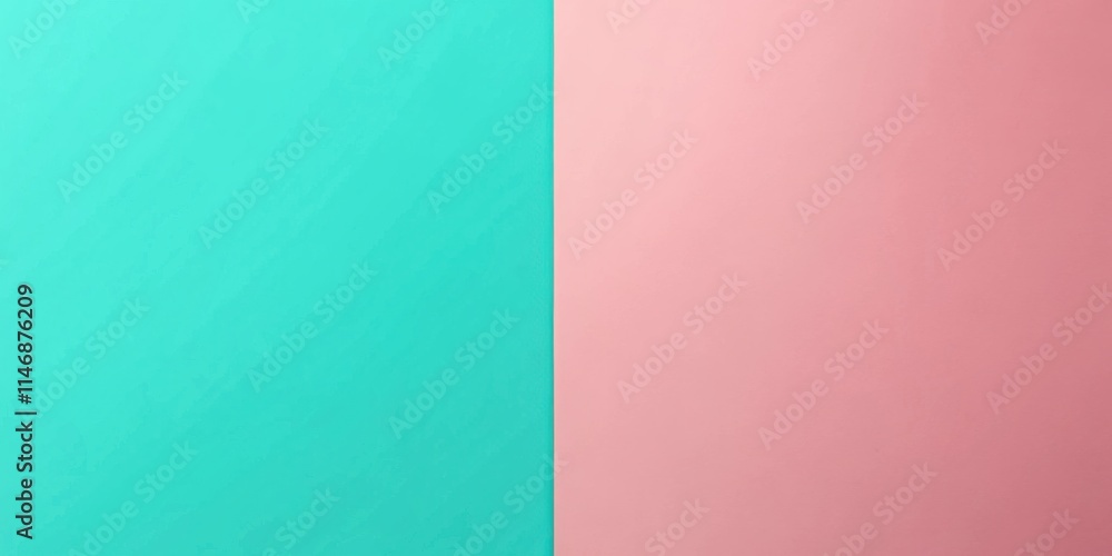 Aufkleber A simple and elegant design featuring a vertical split between a vibrant turquoise and a delicate blush pink, creating a visually appealing abstract background.