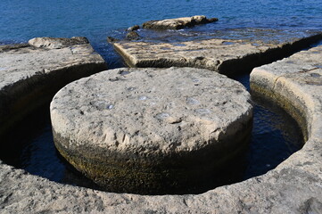Stone relic at the foot of Fort St. Angelo on Malta