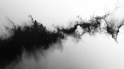 Abstract Black Ink Wash Painting On White Background