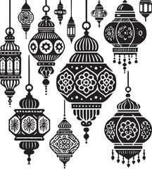 Six hanging decorative lanterns