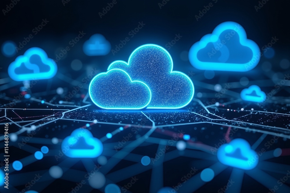 Aufkleber illuminating cloud network concept for modern tech marketing, cloud computing, and data storage solu
