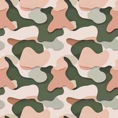 Naklejka premium Seamless Contemporary Camouflage Pattern in Muted Green and Pink for Fashion Design