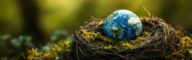 Planet Earth in a Bird Nest Environmental Art