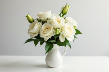 Elegant White Roses in a Classic Vase - Perfect for Home Decor, Weddings, or Gifts.