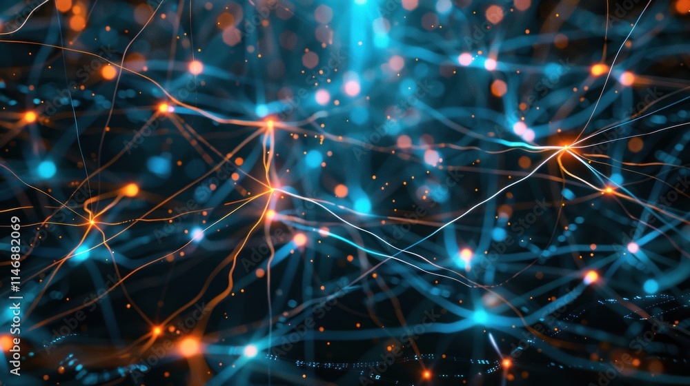 Poster abstract neural network: a symphony of light and connection