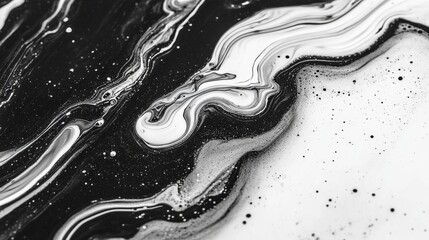 Abstract Black And White Swirling Paint Texture