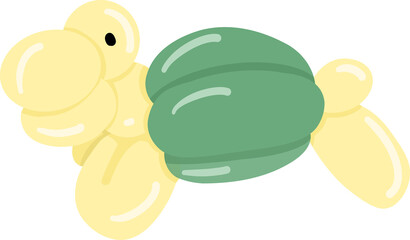 cute balloon sculptor of turtle shape illustration on transparency background