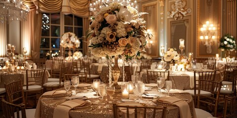 Celebration scene embellished with elegant decorations and sparkling details for a glamorous ambiance.