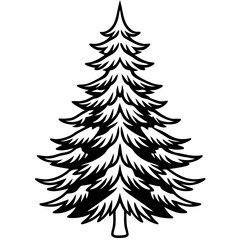 Minimalist Pine Tree Line Art Vector Design