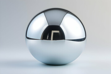 A reflective metallic sphere on a gradient background, showcasing smooth surfaces and light.