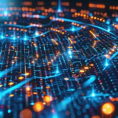 Obraz premium Abstract Digital Network: A Visualization of Data Flow and Connections
