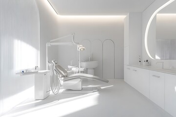 Sleek and Modern Dental Office Interior Design with Advanced Equipment and Bright Lighting