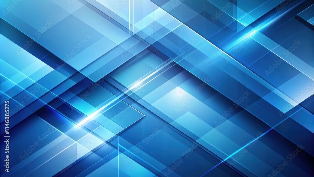 Aufkleber abstract geometric pattern of intersecting blue rectangles with bright glare