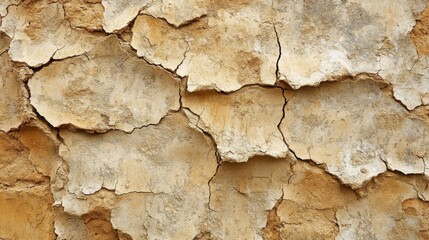 Fototapeta premium Cracked and weathered tan stucco wall texture