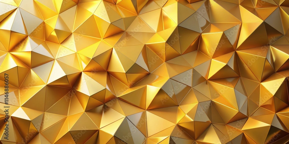 Leinwandbilder Abstract Shiny Gold Geometric Triangular Pattern, A Modern Abstract Art Illustration With Interlocking Triangles In A Rich, Metallic Gold Tone