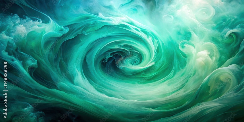 Poster A swirling vortex of abstract green and white colors create a mesmerizing pattern of flowing, fluid shapes.