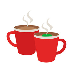 Illustration of Festive Hot Drinks in Red Mugs