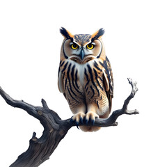 Obraz premium Owl on a Branch isolated on transparent background Generative Ai