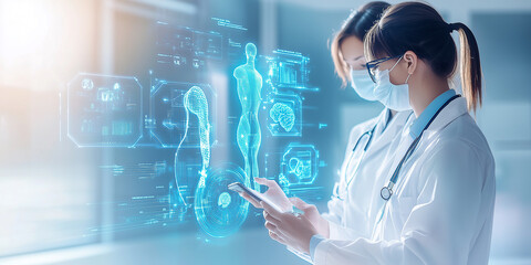 Medizin, Smart Assistant, Digitalisierung, Technikbewusstsein Digitaler Doktor Netzwelt Cyber Doktor