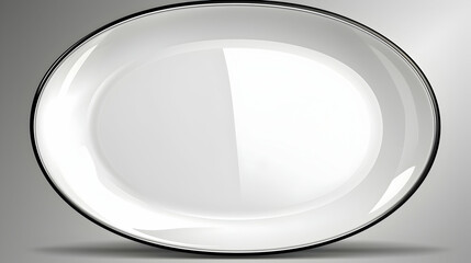 A simple white oval serving platter with a black rim, ideal for serving food.