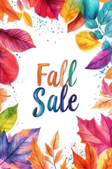 Fototapeta premium Fall season sale advertisement promotion poster template design.