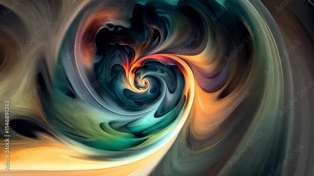 Poster an intricate swirl of colors forms a captivating abstract design, blending shades of blue, orange, a