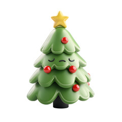 Fototapeta premium Cute 3d minimal isolated transparent christmas tree decoration festive atmosphere cheerful home environment