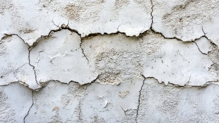Fototapeta premium Cracked White Wall Surface Showing Extensive Damage