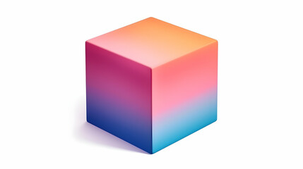 A 3D gradient cube showcasing a smooth transition of colors from pink to blue.