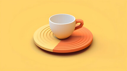Obraz premium A minimalist cup on a two-toned plate against a bright background.