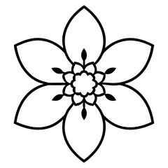 Forget-Me-Not Flower Mandala Line Art Vector