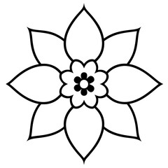 Forget-Me-Not Flower Mandala Line Art Vector