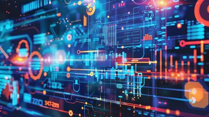Fototapeta premium Abstract Digital Network: Futuristic Technology Interface