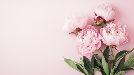 Pale pink peonies on a dreamy pastel background, close-up shot, Minimalist style