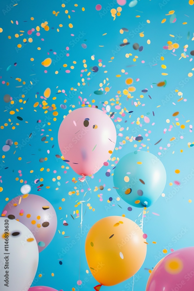 Poster a bunch of colorful balloons are floating in the air, creating a festive and joyful atmosphere. the 