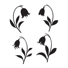 flower silhouette vector, Azalea silhouette, Azalea silhouette black clipart  flower silhouette vector illustration