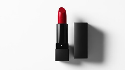 Minimalist Red Lipstick on White Background