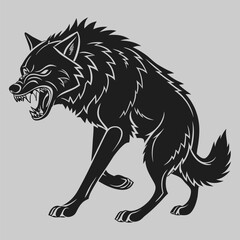 furious wolf silhouette vector design art and illustration