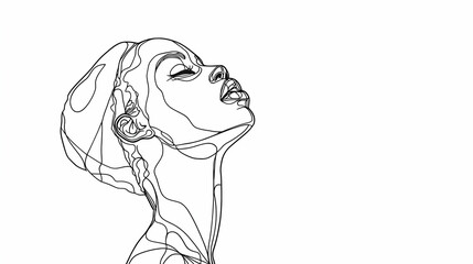 A minimalist line drawing of a woman's profile, capturing emotion and elegance.