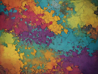 Fototapeta premium Colorful cracked paint creating abstract texture on wall