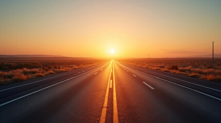 Sunset and endless road