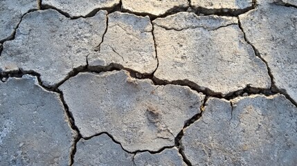 Obraz premium Cracked Earth Surface Showing Drought Conditions