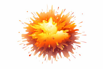 A vibrant explosion graphic with splashes of orange and yellow, conveying energy and impact.